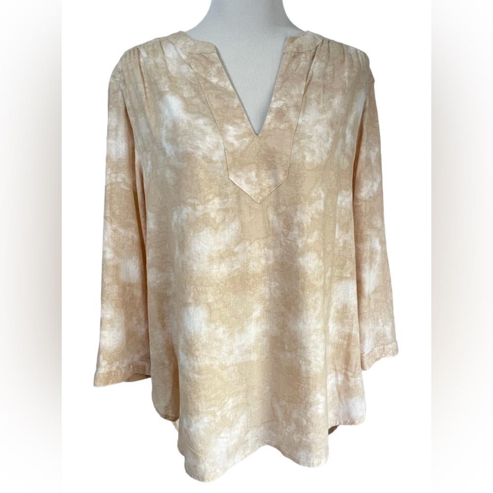 The Limited Women’s Hi Low Tan Linen Tunic blouse shirt size Large